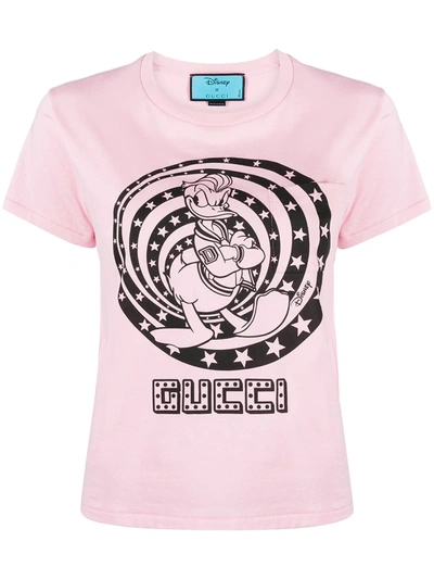 Shop Gucci X Disney Donald Duck Cotton T-shirt In Pink