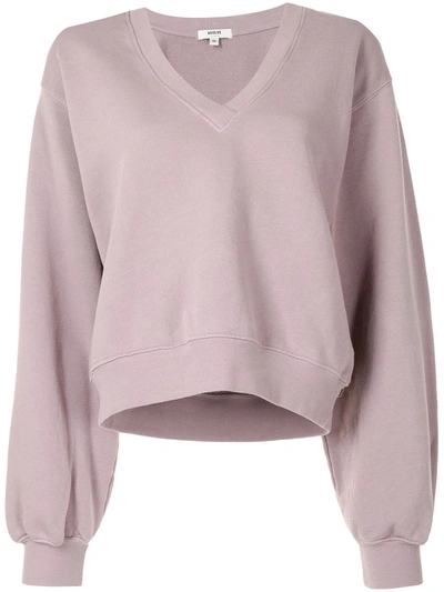 Shop Agolde V-neck Cotton Sweatshirt In Pink