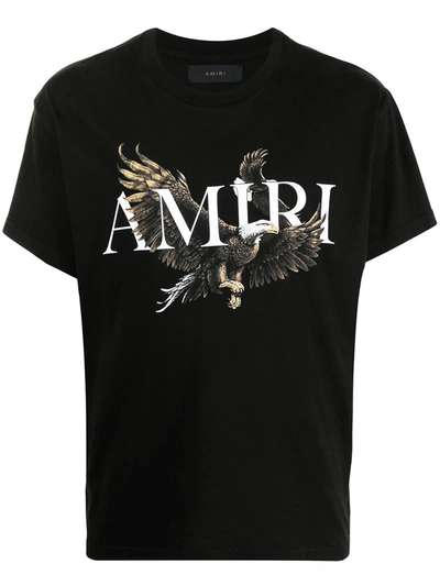Shop Amiri Eagle-print Cotton T-shirt In Black