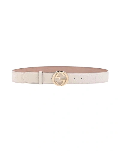 Shop Gucci Regular Belt In Ivory