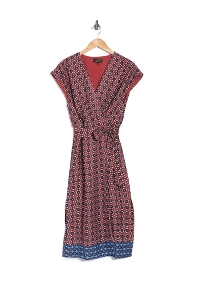 Shop Alexia Admor Iris Dropped Shoulder Wrap Midi Dress In Rust Geo Multi