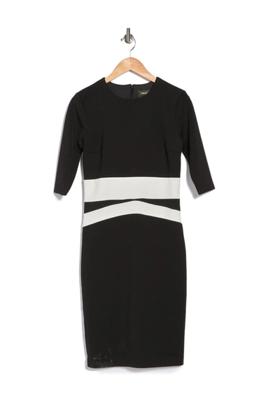 Shop Alexia Admor Elbow Sleeve Colorblock Sheath Dress In Black/ivory