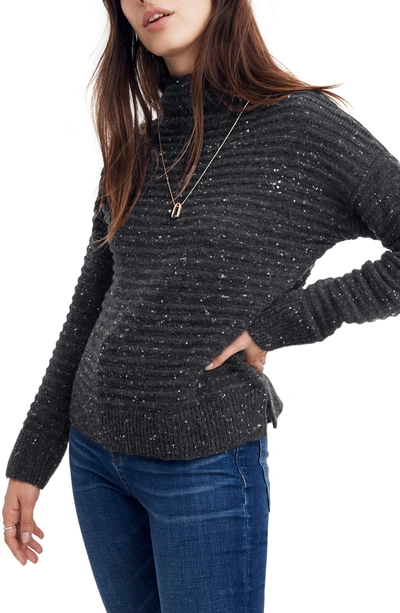 Shop Madewell Belmont Donegal Mock Neck Sweater In Donegal Storm