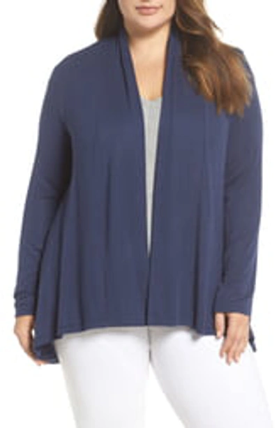 Shop Bobeau Hi-lo Cardigan In Navy Pea Coat