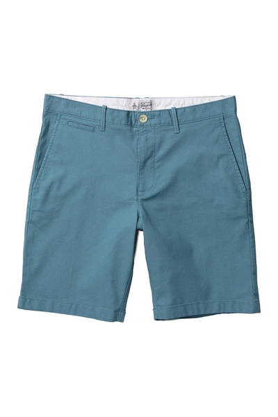 Shop Original Penguin Bedford 9" Stretch Cotton Shorts In Storm Blue