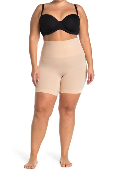 Shop Spanx Everyday Shaping Panties Mid-thigh Shorts In Soft Nude