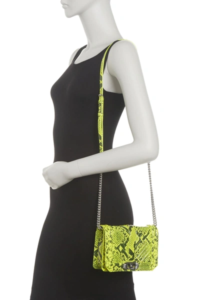 Shop Rebecca Minkoff Chevron Quilted Snake Print Crossbody Bag In Neon Yellow