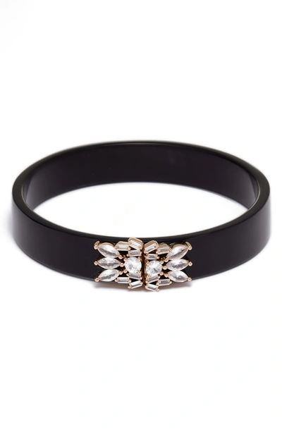 Shop Akola Crystal Embellished Horn Bangle Bracelet In Black