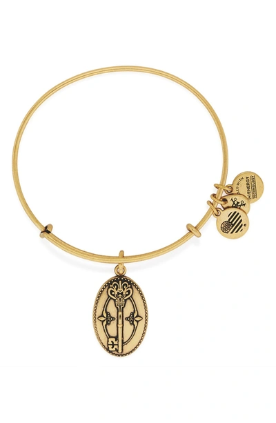 Shop Alex And Ani Key To Life Charm Expandable Wire Bracelet In Gold Finish