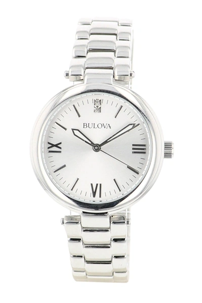 Shop Bulova Classic Diamond Accent Bracelet Watch, 34mm In Silver-tone