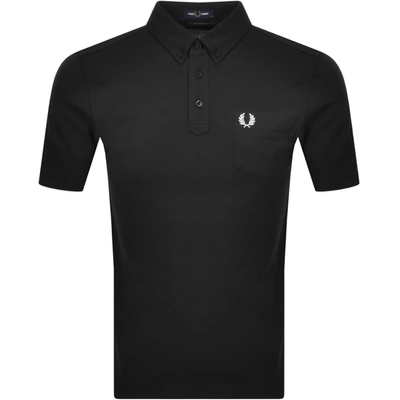 Shop Fred Perry Button Down Collar Polo T Shirt Black