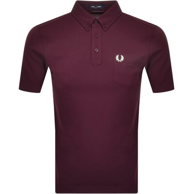 Shop Fred Perry Button Down Collar Polo T Shirt Burgund In Burgandy