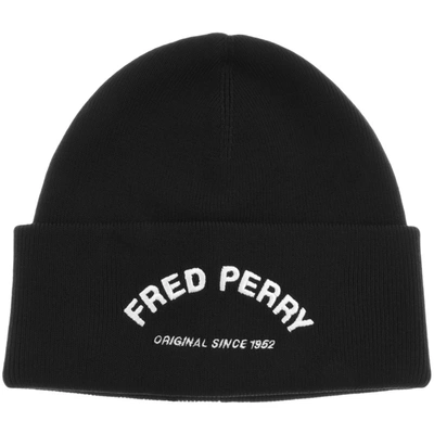 Shop Fred Perry Arch Branded Beanie Hat Black