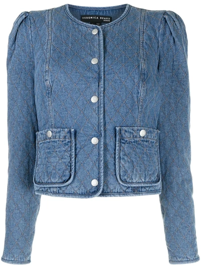 Shop Veronica Beard Camilla Quilted Denim Jacket In Blue