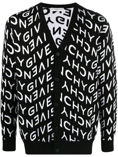 Shop Givenchy Intarsia-knit Logo Cardigan In Black
