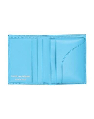 Shop Comme Des Garçons Man Wallet Turquoise Size - Bovine Leather In Blue