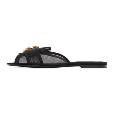 Shop Dolce & Gabbana Black Mesh Baroque Logo Sandals In 80999 Black