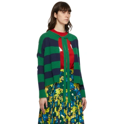 Shop Marni Green & Navy Striped Open Back Sweater In Rgb84 Eclip