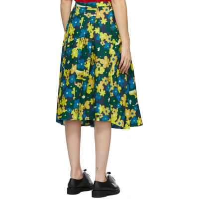 Shop Marni Green Rainbow Flower Printed Full Skirt In Rfv72 Jade