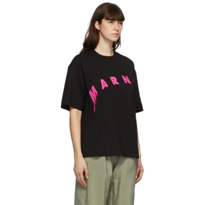 Shop Marni Black Distorted Logo T-shirt In 00n99 Black