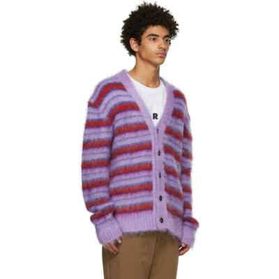 Shop Marni Purple And Red Mohair Cardigan In Rgc65 Laven