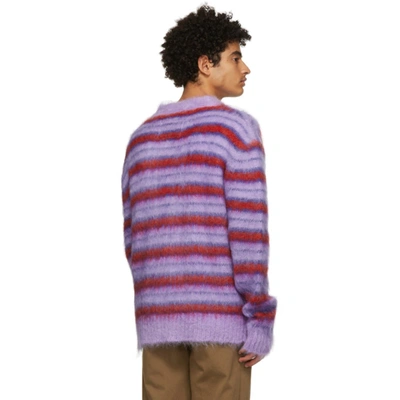 Shop Marni Purple And Red Mohair Cardigan In Rgc65 Laven