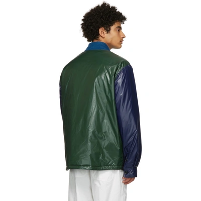 Shop Marni Navy & Green Paneled Jacket In Y4414 Multi