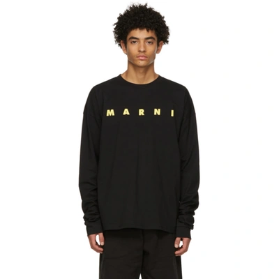 Shop Marni Black Logo Long Sleeve T-shirt In 00n99 Black