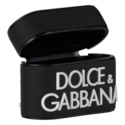 Shop Dolce & Gabbana Black Logo Airpods Pro Case In 89690 Nero