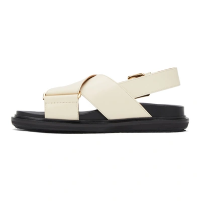 Shop Marni Off-white Fussbett Sandals In 00w11 Silk