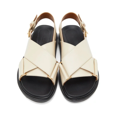 Shop Marni Off-white Fussbett Sandals In 00w11 Silk