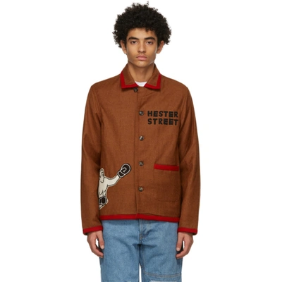 Shop Bode Brown Boxing Felt Jacket