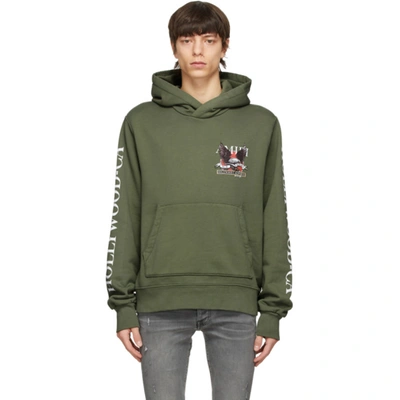 Shop Amiri Khaki Eagle Hollywood Hoodie In Military Green