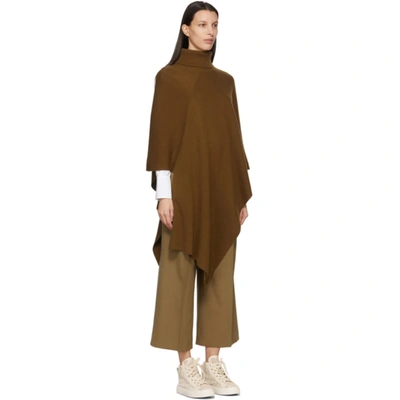 Shop Chloé Khaki Cashmere Cape Turtleneck In 3c9 Wrmgrn