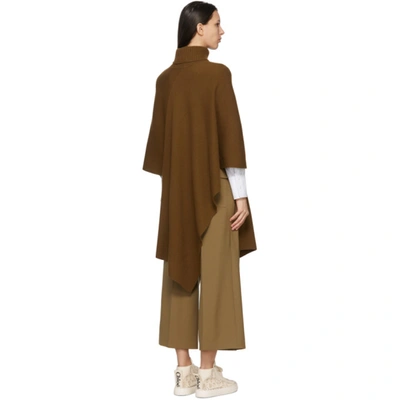 Shop Chloé Khaki Cashmere Cape Turtleneck In 3c9 Wrmgrn