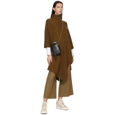 Shop Chloé Khaki Cashmere Cape Turtleneck In 3c9 Wrmgrn