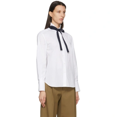 Shop Chloé White Poplin High-neck Shirt In 101 White