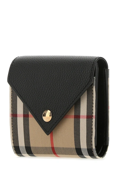 Shop Burberry Multicolor Fabric And Leather Wallet Checked  Donna Tu