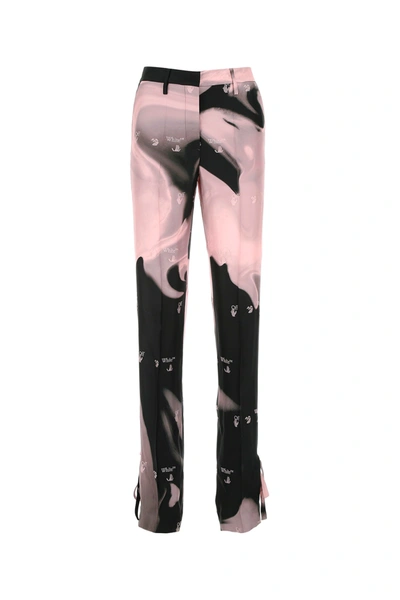 Shop Off-white Printed Viscose Blend Pant Printed Off White Donna 38
