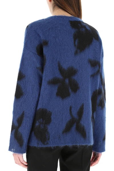 Shop Saint Laurent Embroidered Stretch Mohair Blend Sweater Nd  Donna Xs In Blue
