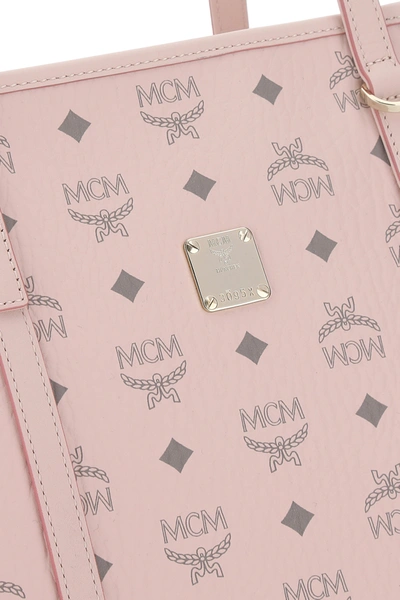 MCM Toni E/W Shopper Tote Medium Visetos Powder Pink in Coated