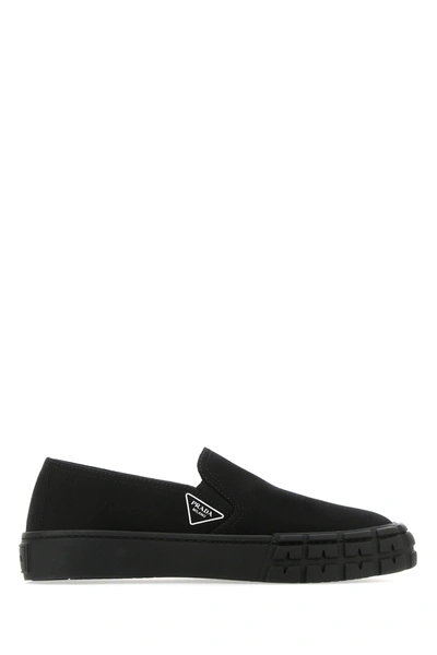 Shop Prada Black Canvas Slip Ons Nd  Donna 40