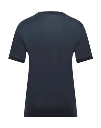Shop Giorgio Armani Man T-shirt Midnight Blue Size 48 Viscose, Silk, Cotton, Polyamide, Elastane