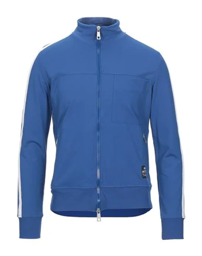 Shop Paolo Pecora Man Sweatshirt Blue Size Xl Cotton, Polyamide, Elastane