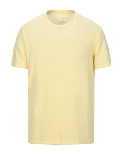 Shop Altea Man T-shirt Yellow Size Xs Linen, Elastane