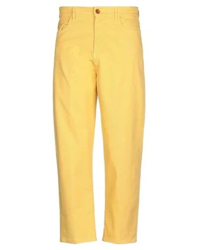 Shop Bonheur Man Pants Yellow Size 29 Cotton, Elastane