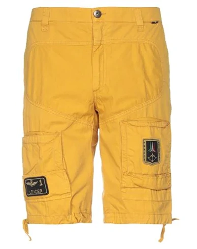 Shop Aeronautica Militare Bermudas In Ocher