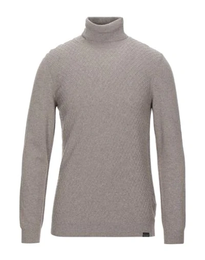 Brooksfield Man Turtleneck Khaki Size 48 Polyamide, Viscose, Wool, Cashmere In Gray