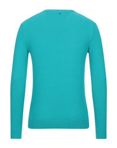 Shop Marciano Man Sweater Turquoise Size M Cotton In Blue