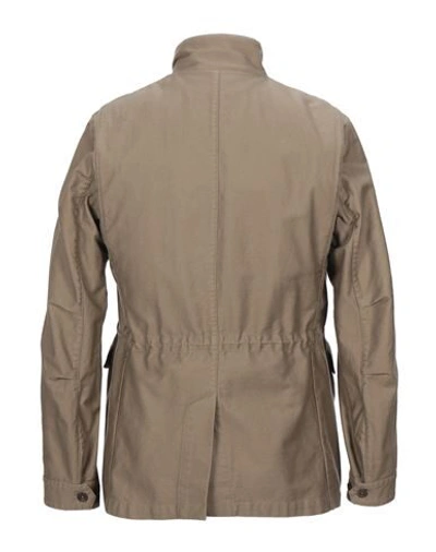 Shop Montedoro Man Jacket Khaki Size 42 Cotton In Beige